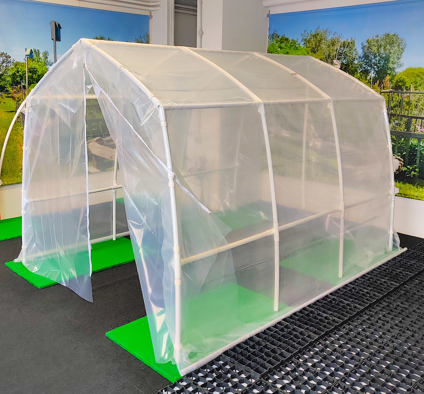 Tomaten-Gewächshaus „Hausform“.