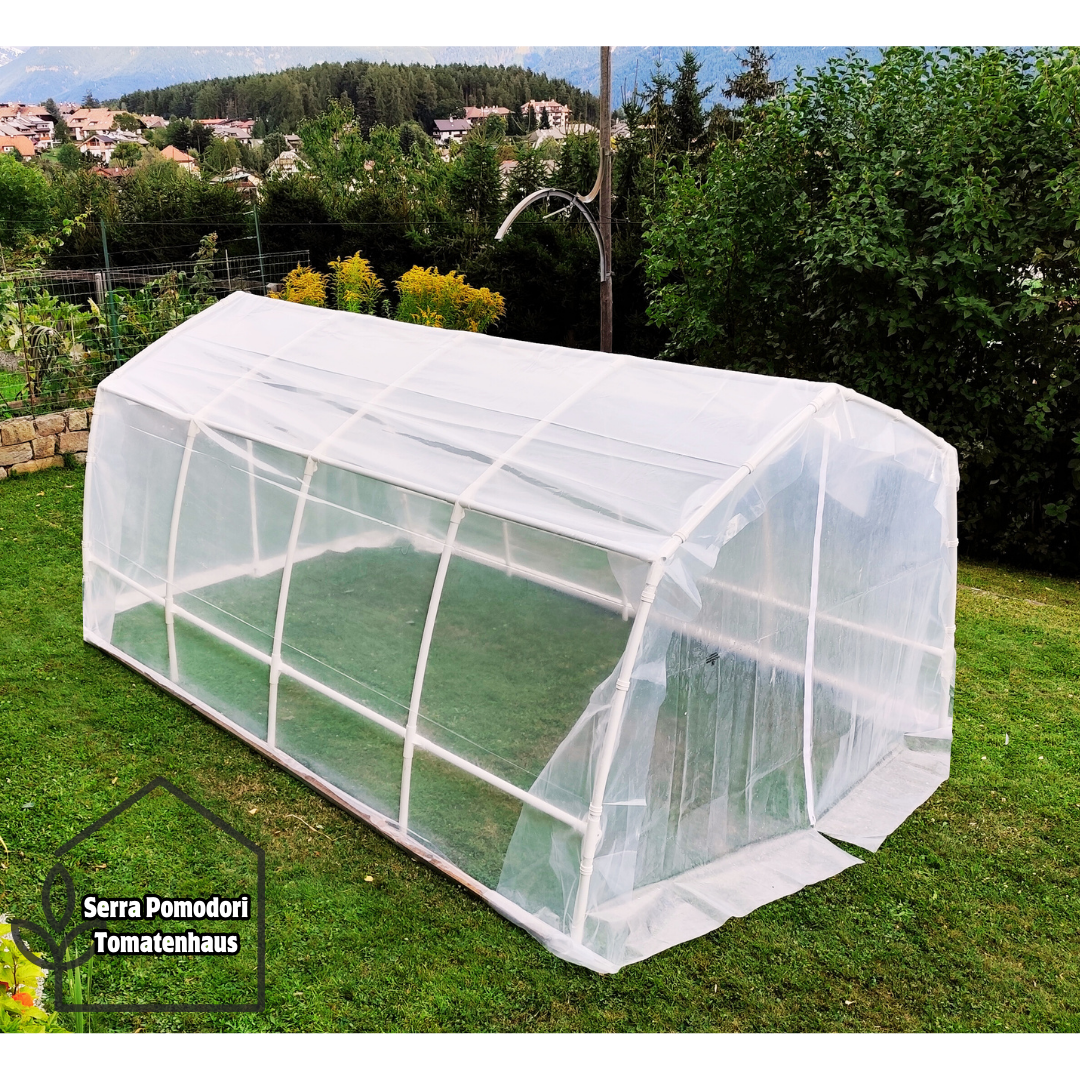 Tomaten-Gewächshaus „Hausform“.