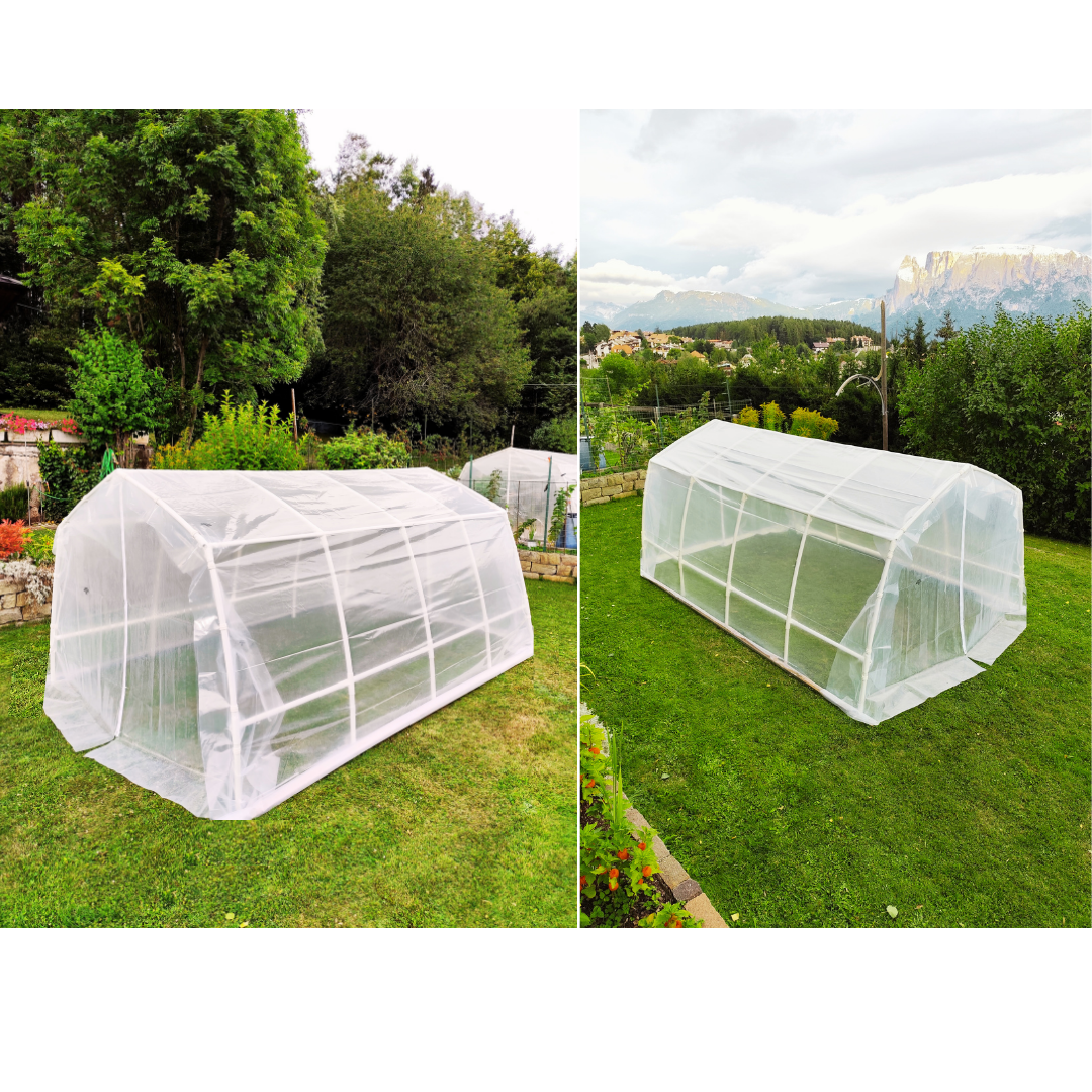 Tomaten-Gewächshaus „Hausform“.